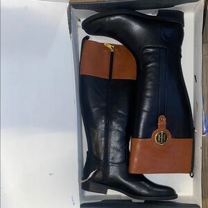 Tommy Hilfiger Black and Brown Heeled Boots